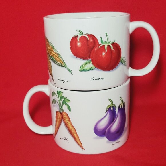 Tabletops Unlimited Fresh Vegetables Cup Mug Set of 2 - Picture 1 of 12